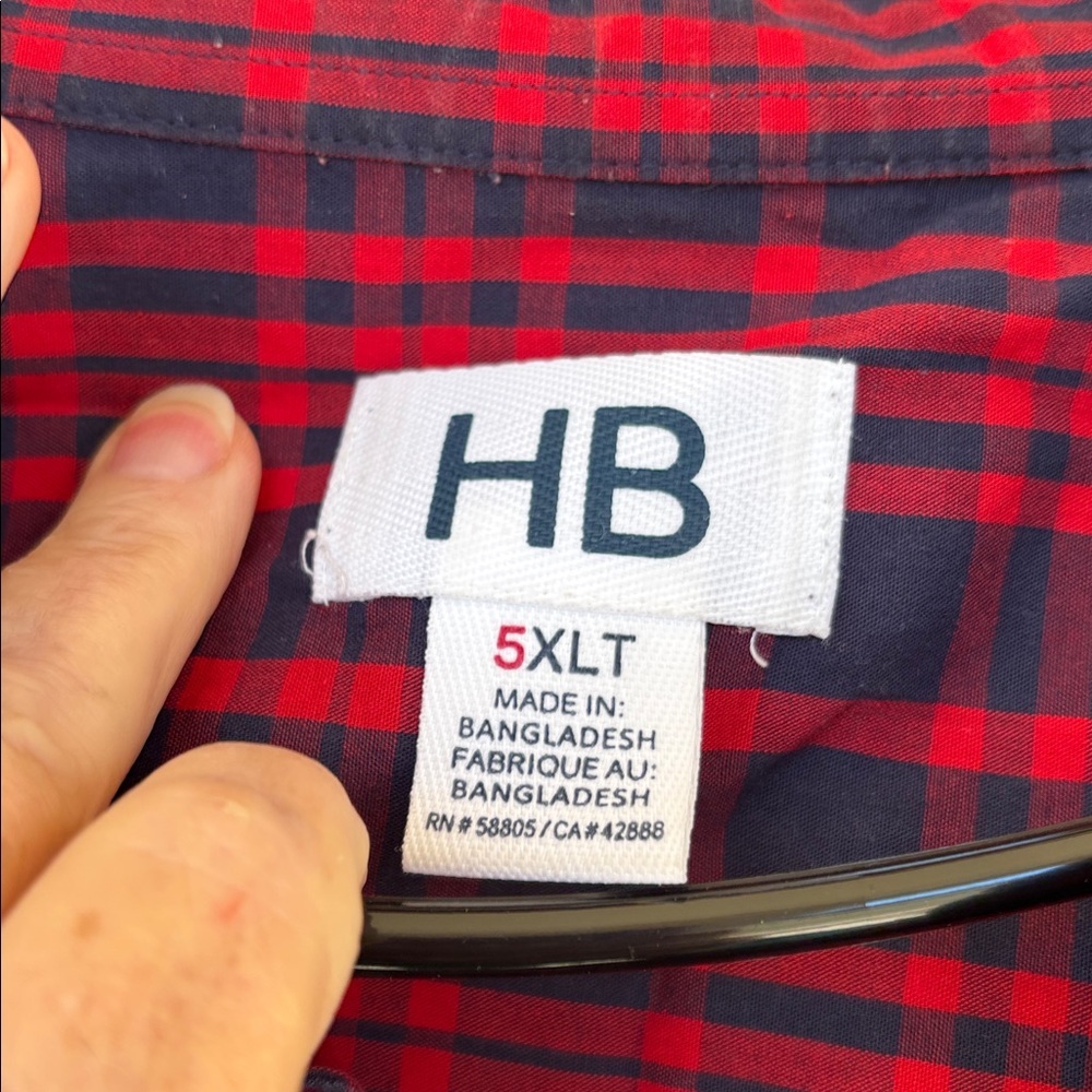 Harbor‎ Bay Red Navy Plaid Plus Size Dress Shirt - Picture 2 of 8